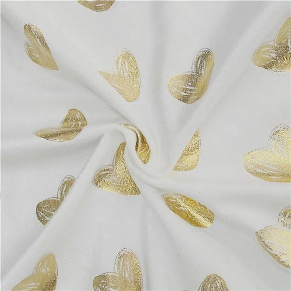 ผ้ากำมะหยี่ Minky ลายหัวใจสีบรอนซ์